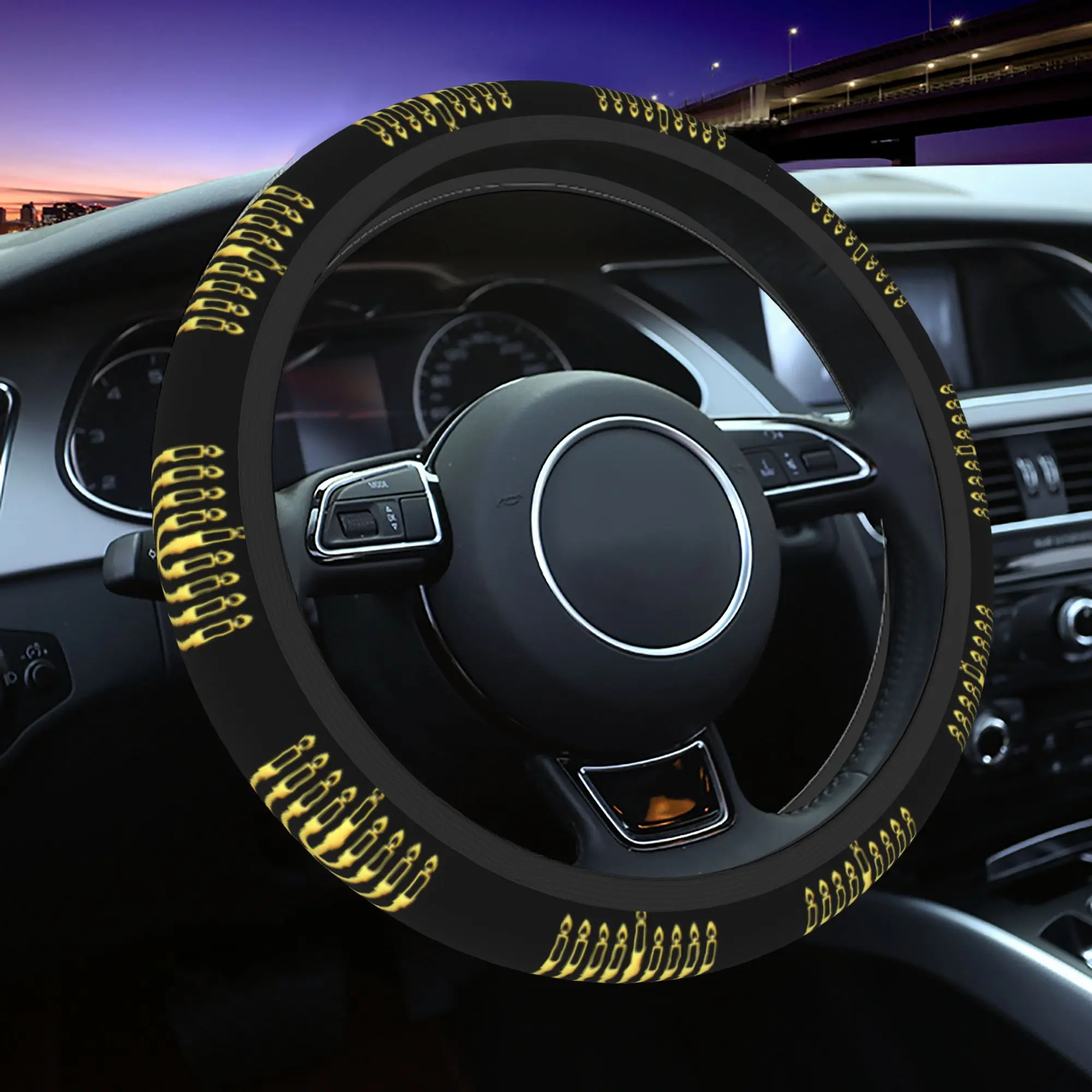 Car Steering Wheel Covers Hanukkah menorah nine branched candelabrum Beitar Universa Steering Wheel Cover Auto Decoration