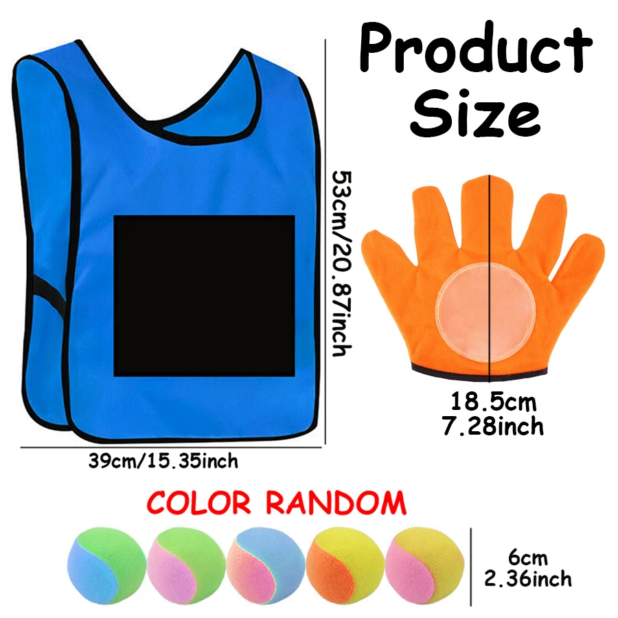لزجة الكرة سترة قفازات مجموعة مع 5 قطعة 6 سنتيمتر لينة الكرة في الهواء الطلق التفاعلية رمي الكرة الرياضية لعبة لزجة الهدف لعبة الرمل مجموعة #6