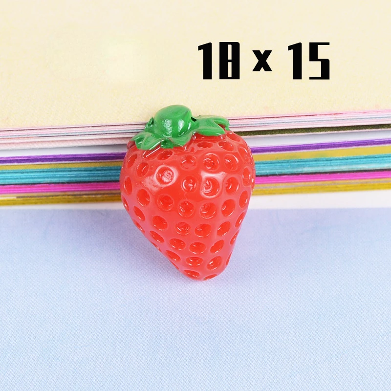 10Pcs Cartoon Simulation Fruit Strawberry Resin Flatbacks Scrapbook Material Strawberry Decoration Hair Clip Making Accessories