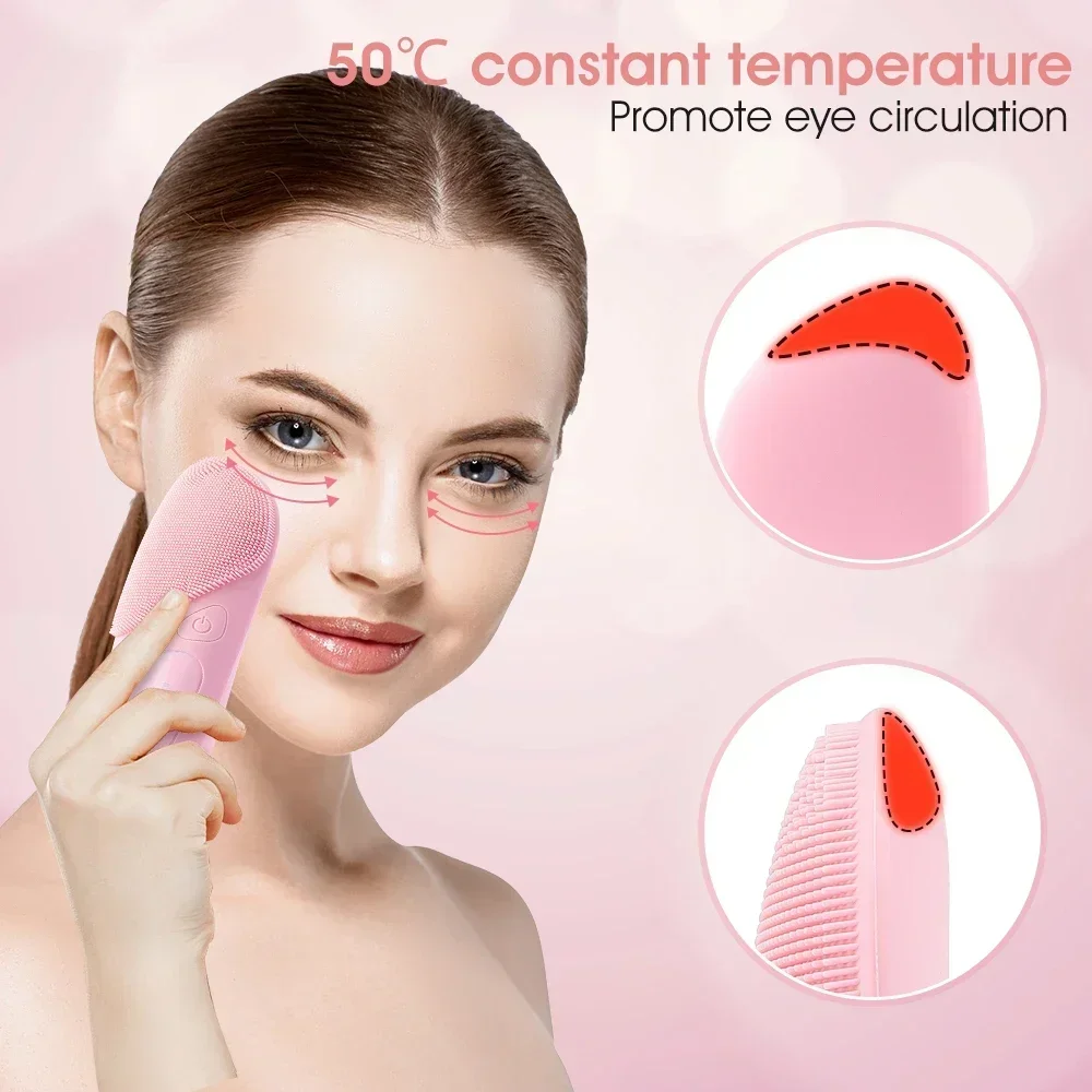 Electric Silicone Cleansing Brush USB Sonic Deep Electric Cleansing Brush Pore Blackhead Remover Double Sided Face Wash Brush