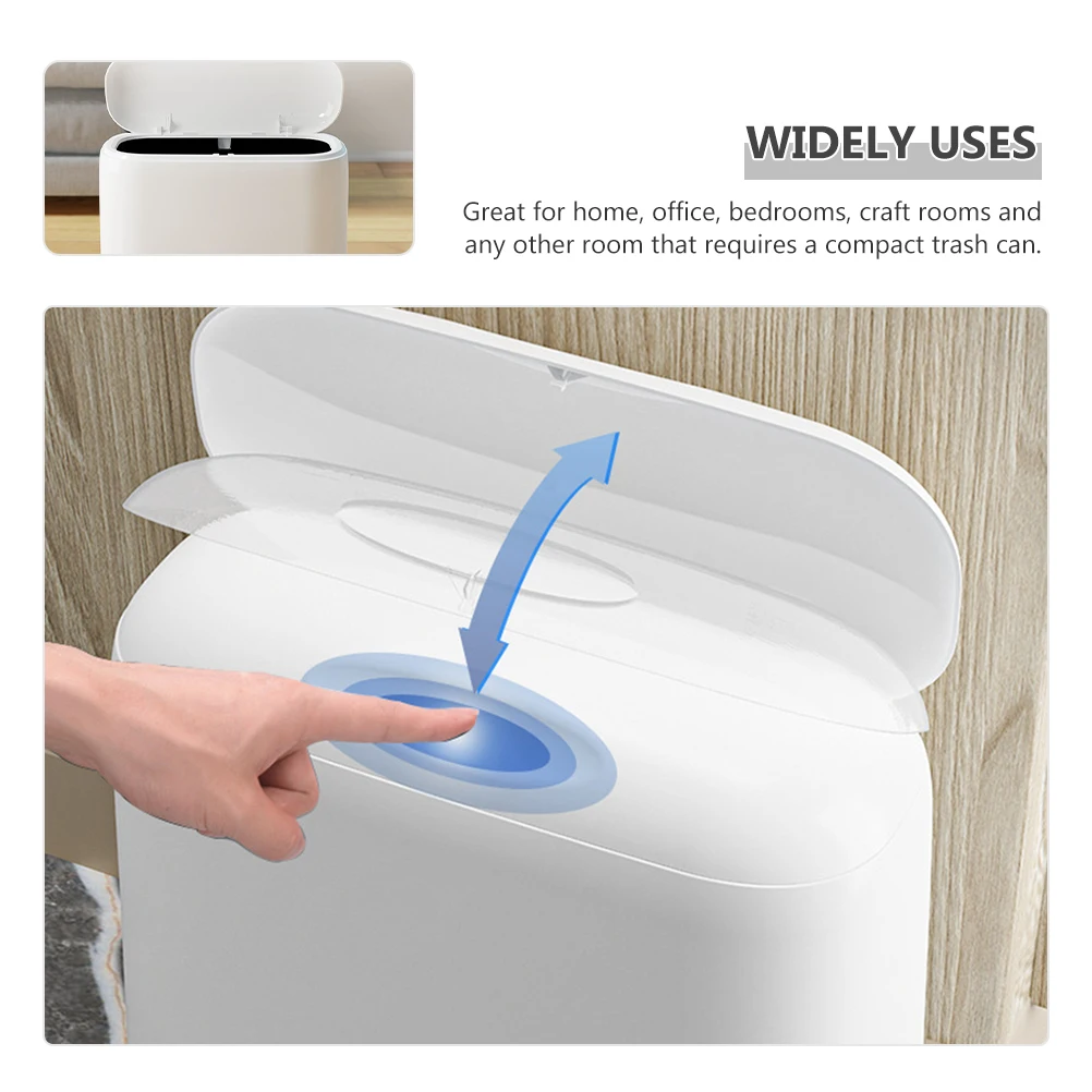 

Plastic Compact Trash Can Garbage Bin Small Bathroom Container Household Office Bedroom Modern Style Storage Recycling Tool