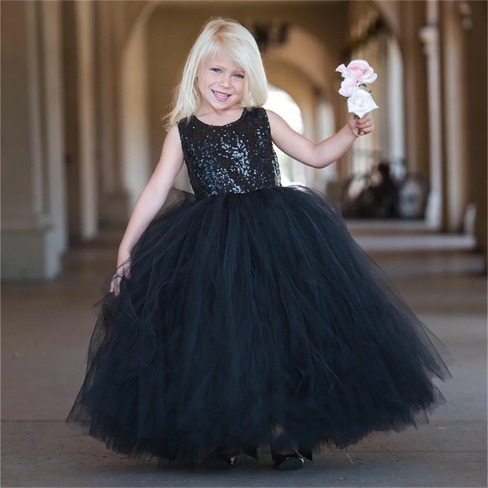 

Sequin Fluffy Flower Girl Dresses For Wedding Skirt Kids Birthday Children Party Gowns Girls First Holy Communion Dresses