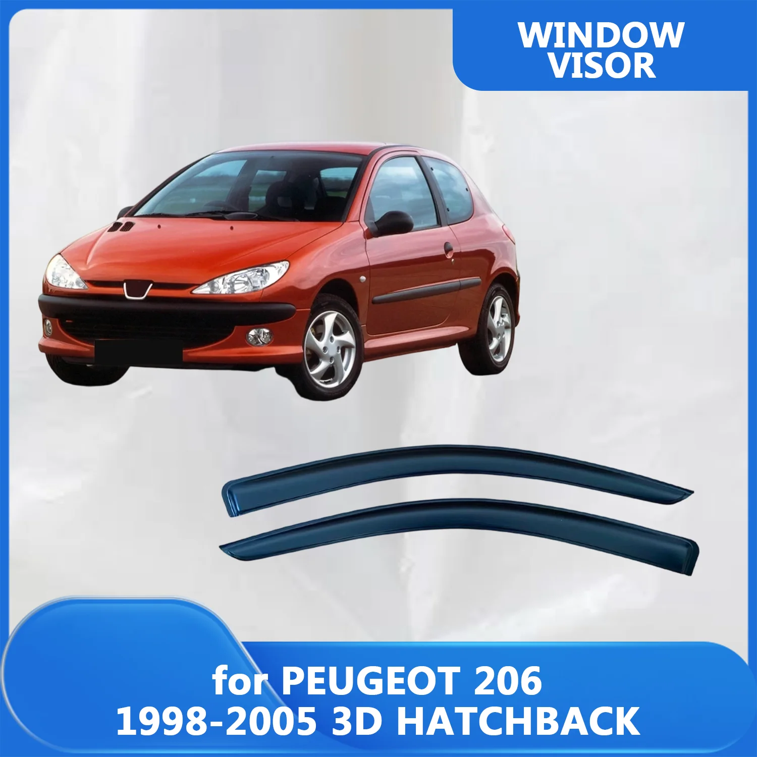 

Window Visor for PEUGEOT 206 3-DOOR Hatchback 1998 1999 2000 2001 2002 2003 2004 2005 Wind Deflectors Rain Guards Door Visor