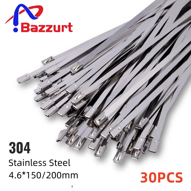 

30Pcs Stainless Steel Metal Cable Ties,Wholesale Metal Black Self Locking Cable Ties,Exhaust Wrap Coated Locking Metal Zip