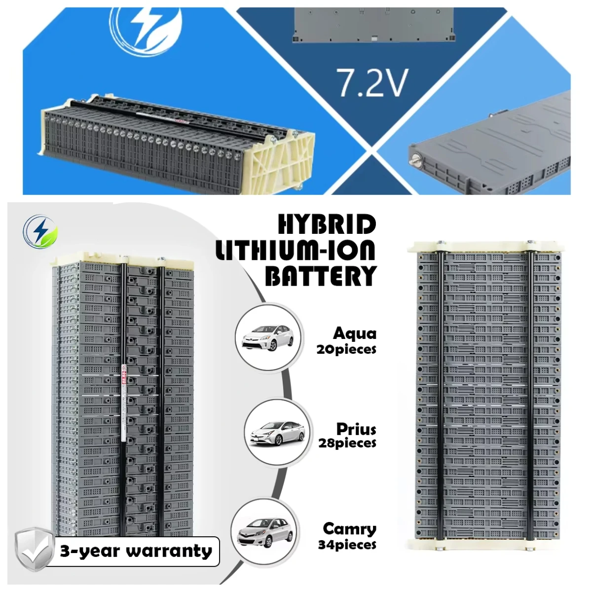 High Capacity 7.2v 6.5ah Prismatic Cell Auto Lithium Ion Battery for Lexus CT200h IS300H NX300H ES300H GS450H Hybrid Car Battery