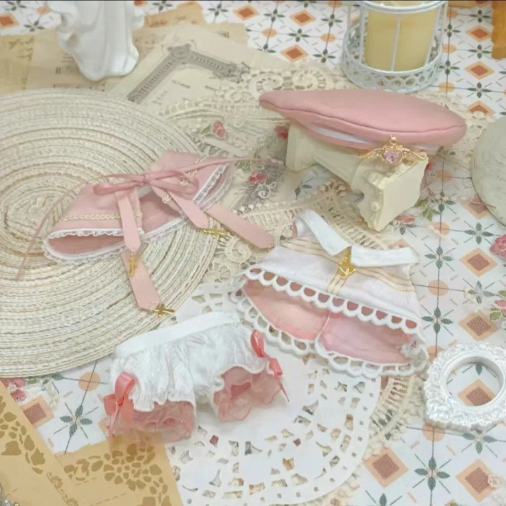 4 teile/satz 20CM Baumwolle Puppe Kleidung Nette Overalls Hut Kappe Puppe Outfit Kleid up DIY Puppe Zubehör Kinder spielzeug