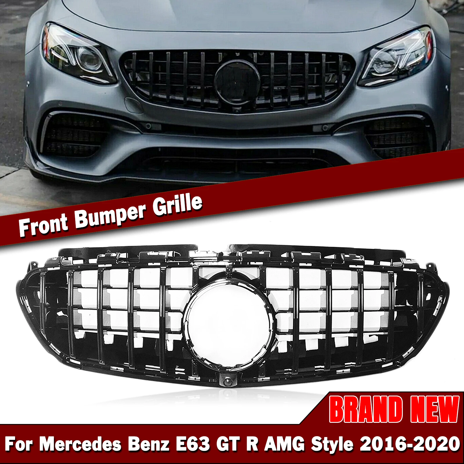 

Front Grille Racing Grills For Mercedes Benz W213 2016-2020 E63 AMG Only GT Styel Car Upper Bumper Intake Cover Hood Mesh Grid