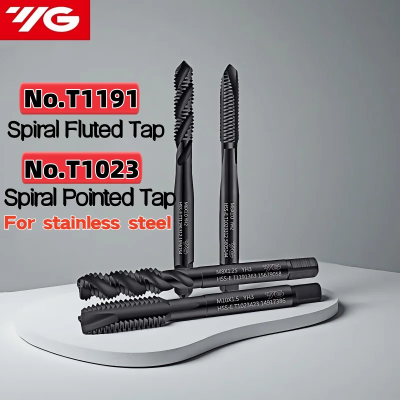 1PCS South Korea JIS YG Stainless Steel Spiral Fluted Tap M2-M30 INOX Black Spiral Pointed Tap T1023/T1191