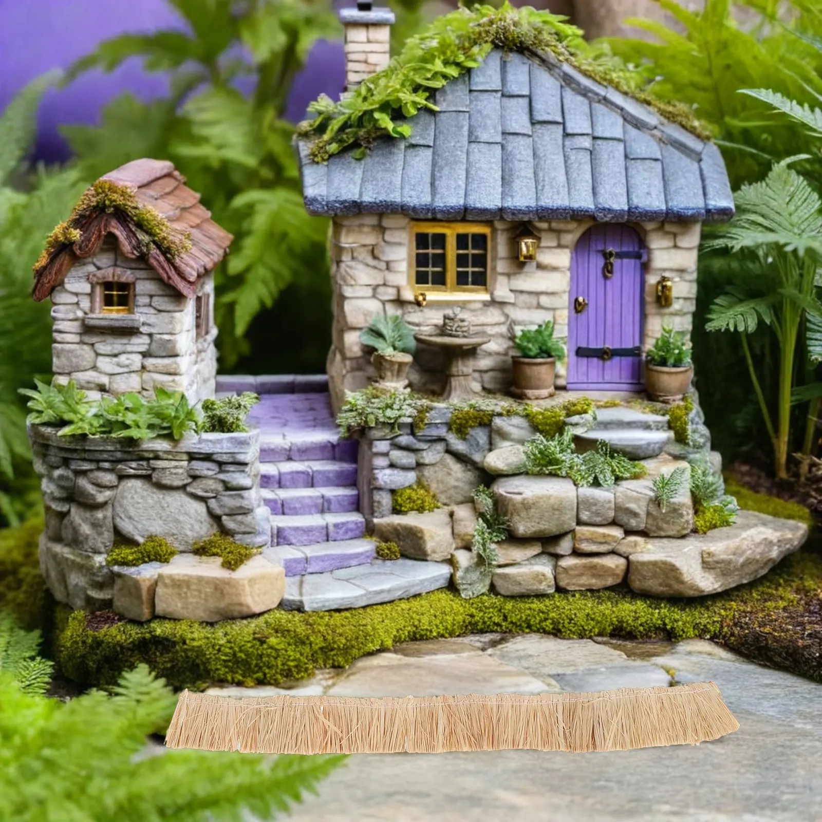 

6Pcs Miniature Straw Roof Faux Thatch Roof Rolls Small Thatch Grass Roll Artificial Straw Decorative Hay for Dollhouse Thatching