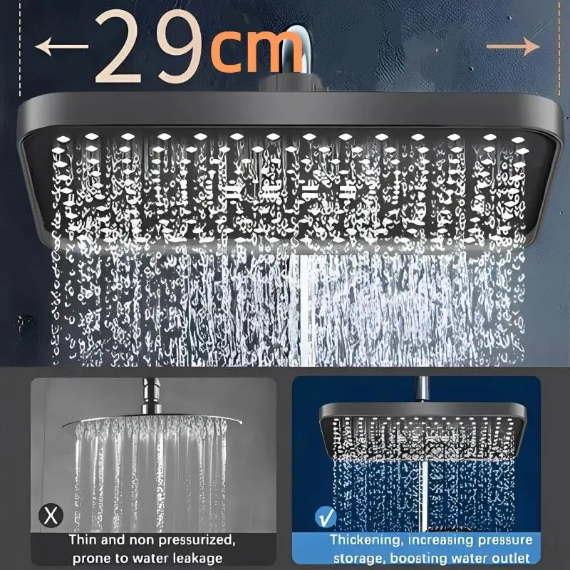 NEW High Pressure Top Spray Rain Shower Head Larger Flow Supercharge Rain Shower Head 360° Rotating Pressurized Shower Head