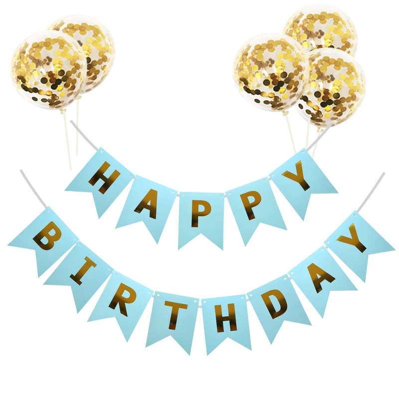 1 Satz alles Gute zum Geburtstag Banner Konfetti Luftballons Geburtstag Party Dekorationen Geburtstag liefert Junge Mädchen Geburtstag Gunsten