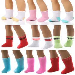 1 par de calcetines de Color sólido para muñeca de 18 pulgadas y ropa para muñeca de 43cm, accesorios para muñecas, ropa para muñecas, regalos para niños