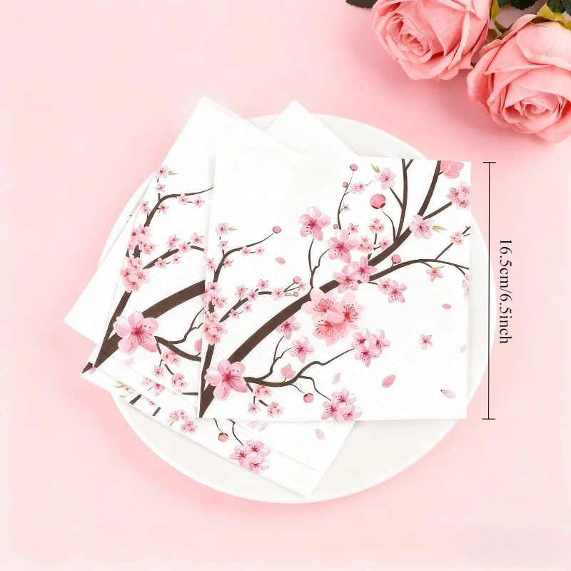 40 Sakura-Partyservietten – Themen-Cocktailservietten, verbessern das Event-Erlebnis, für festliche Anlässe, saugfähige Servietten, langlebiges Papier – Detail 5