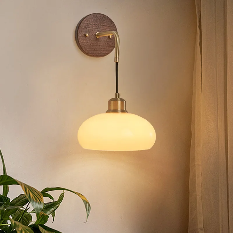 Lámpara Colgante y de Pared de Estilo Japonés de Lujo Antiguo, en Madera de Nogal y Cobre, para Sala de Estar, Dormitorio o Pasillo