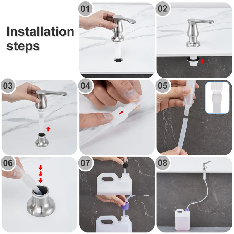 

AX83-Дозатор для мыла для кухонной раковины, матовый никель, дозатор для мыла под раковиной с удлинителем