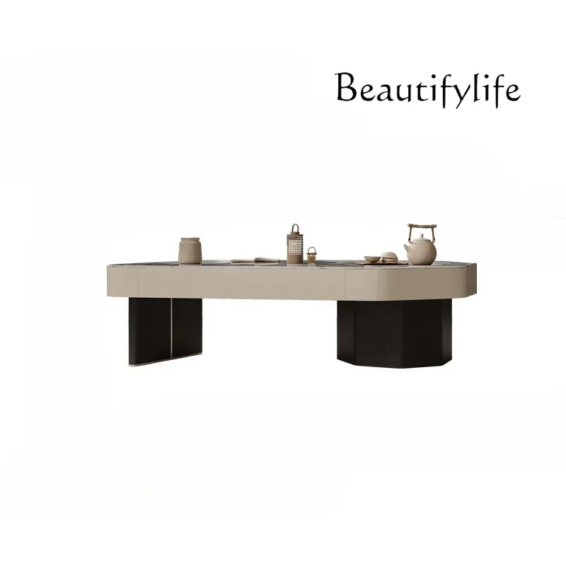

Italian minimalist rock slab coffee table living room home creative kung fu tea table special-shaped tea table
