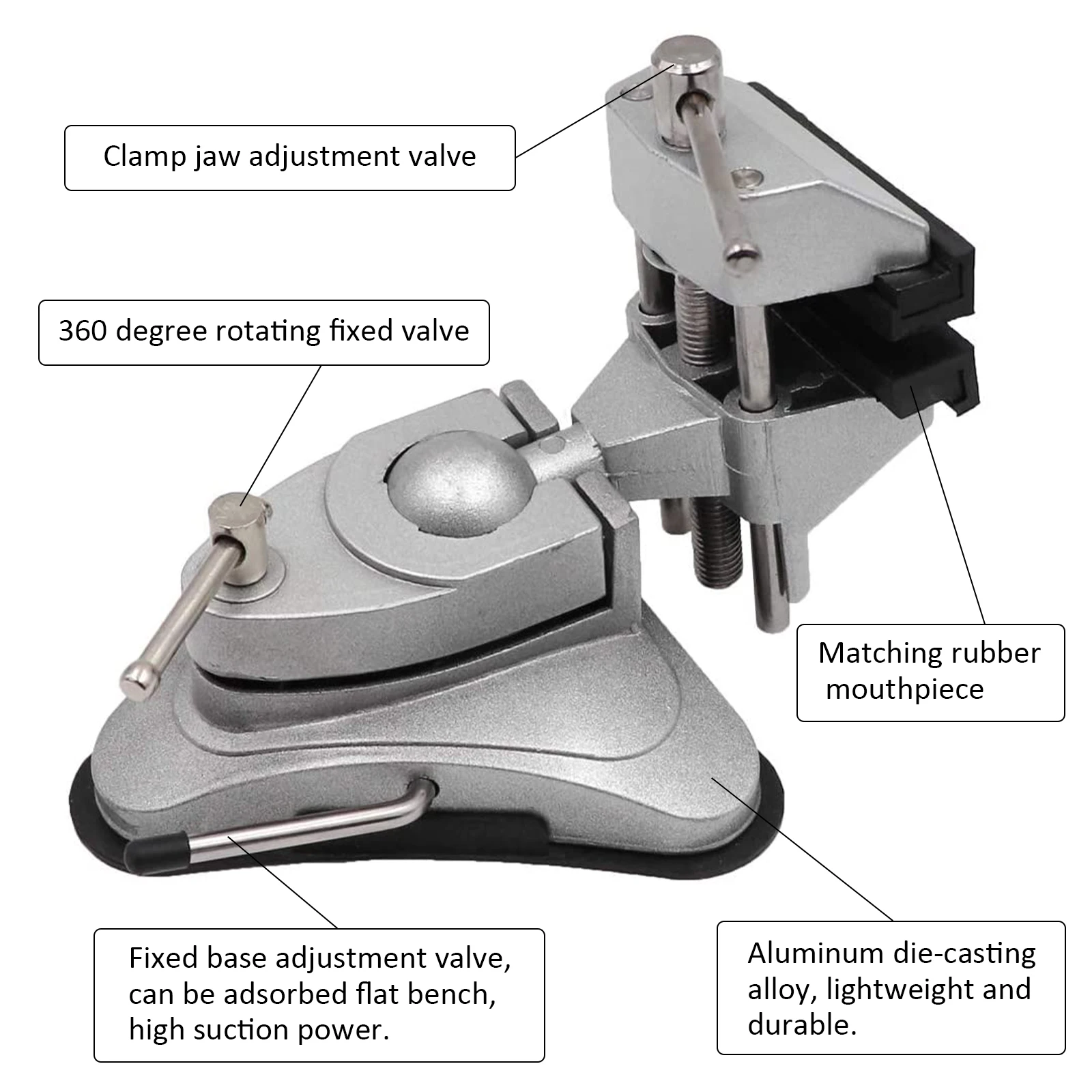 Mini Vacuum Base Vise Portable with 360°Swiveling Head and Powerful Suction Multi-Angle Pivoting Small Vice