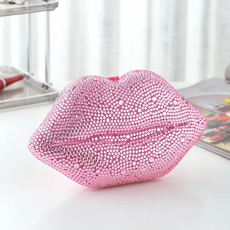 

luxury designer Clutch Wedding Bag 2023 Red Lips Diamond Shoulder Crossbody Acrylic Evening Bag Chain Women's Bag Dress Bag