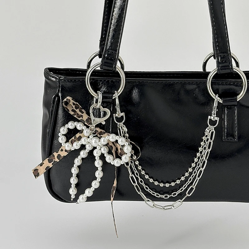 Pearl Bag Chain Strawberry Love Heart Bow Pendant Chain Strap For Bags Multi-layer Bag Chain Handbag DIY Decor Accessories