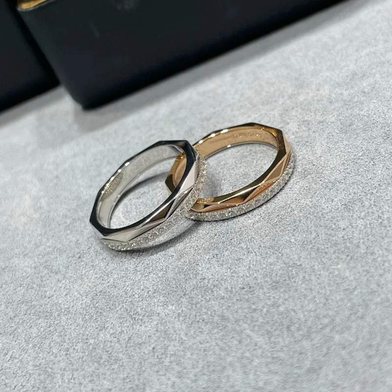 Ювелирные изделия из чистого серебра 925 пробы для женщин, розовое золото, свадебные ромбы, кольца для влюбленных, пара, дизайнерские обручальные кольца с геометрическим рисунком