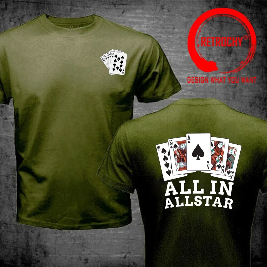 Spades Royal Flush Poker All In AllstarT Shirt Men Fashion Trendy Casual Clothing Stylish Tops Tee Shirt Leisure Tshirt Men's