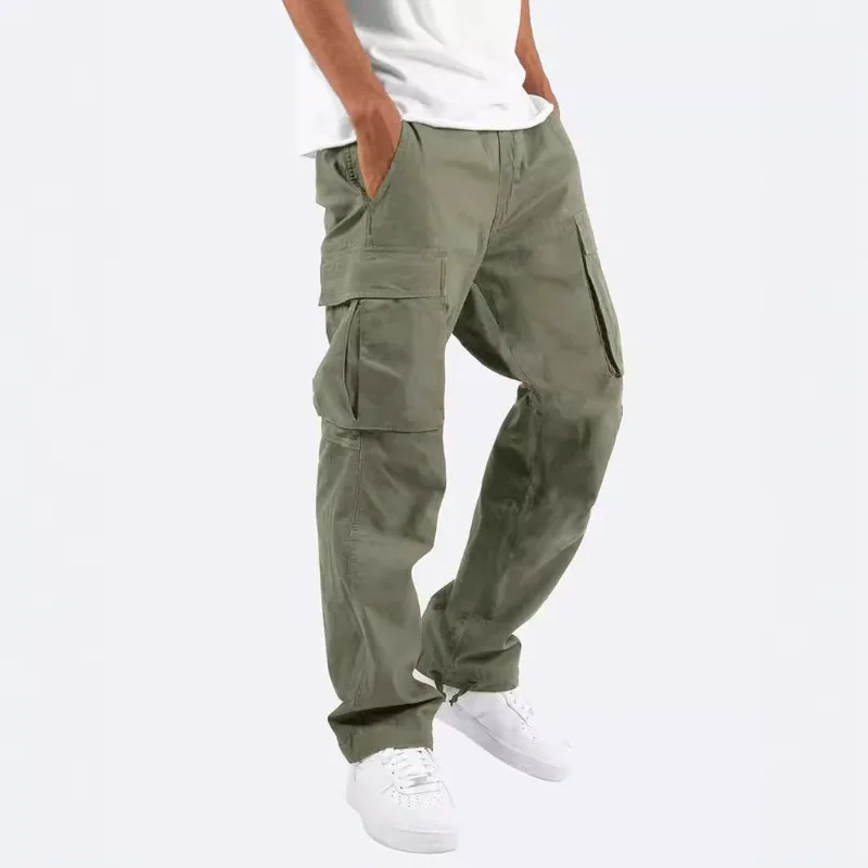 Men Cargo Pants, Casual Work Drawstring Cargo Pants, Multi Pocket Tactical Trousers, Streetwear Jogger Outdoor Cargo Pants