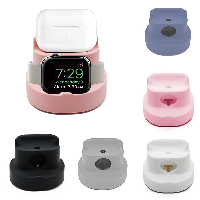 3-in-1 Silicone Stand Watch Charging Base Stand Solid Color Charger Base Holder Phone Earphone Watch Charger Dock Station