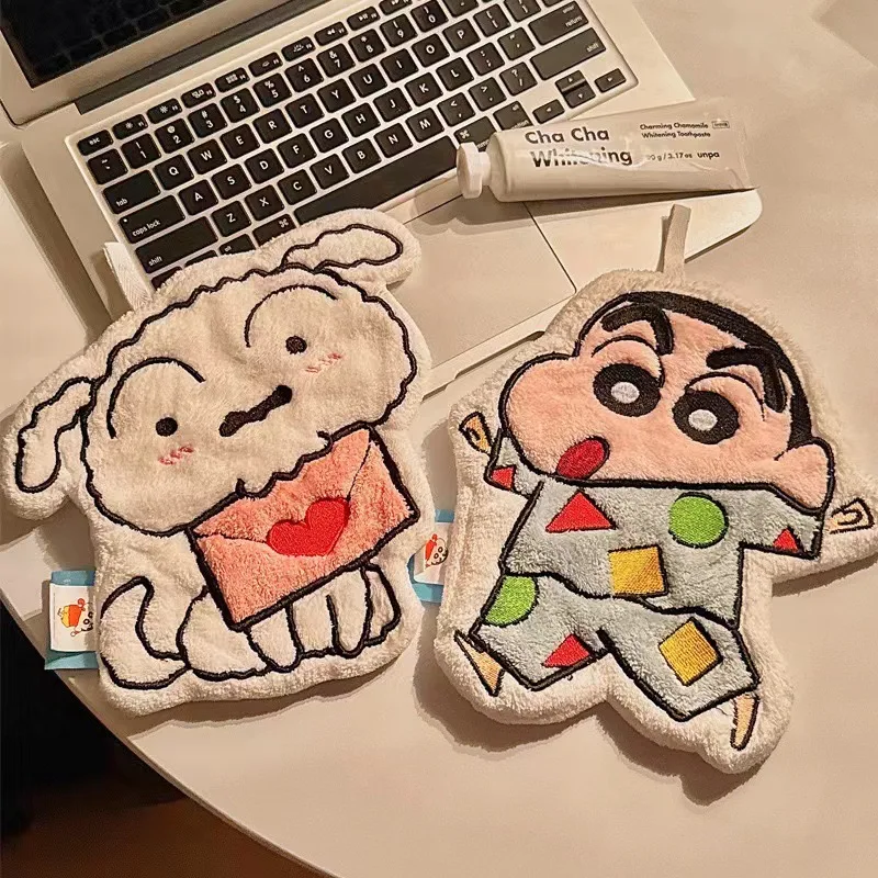 Crayon Shin-Chan Cartoon Hand Towel Hanging Type Super Absorbent Thick Hand Wiping Cloth Bathroom Kitchen Towels Gifts for Girls