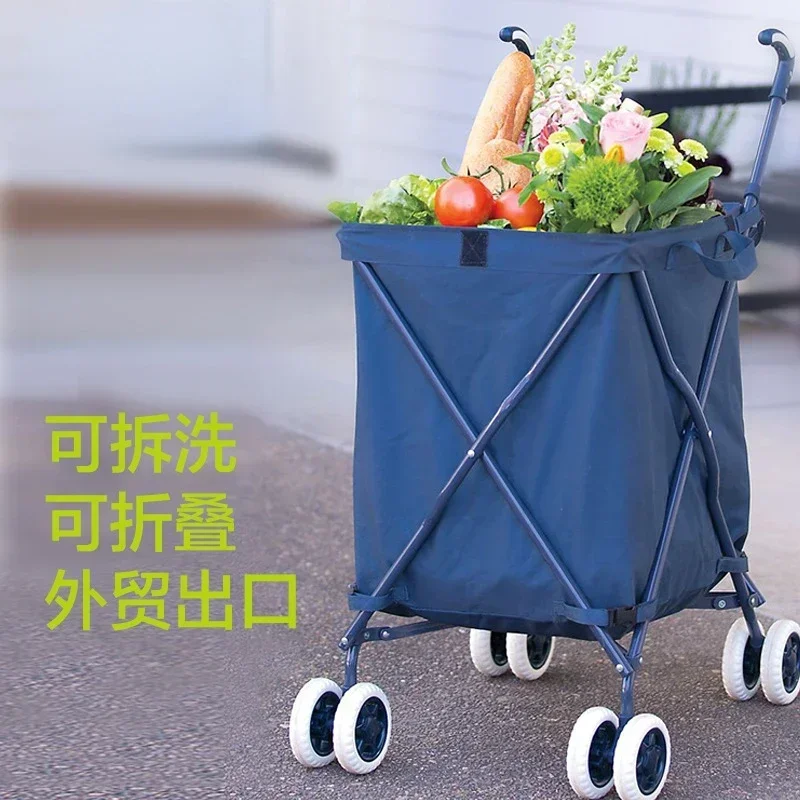 Folding Shopping Cart Grocery Cart with Washable cover Carbon steel Utility Trolly Cart for Shopping Laundry Camping