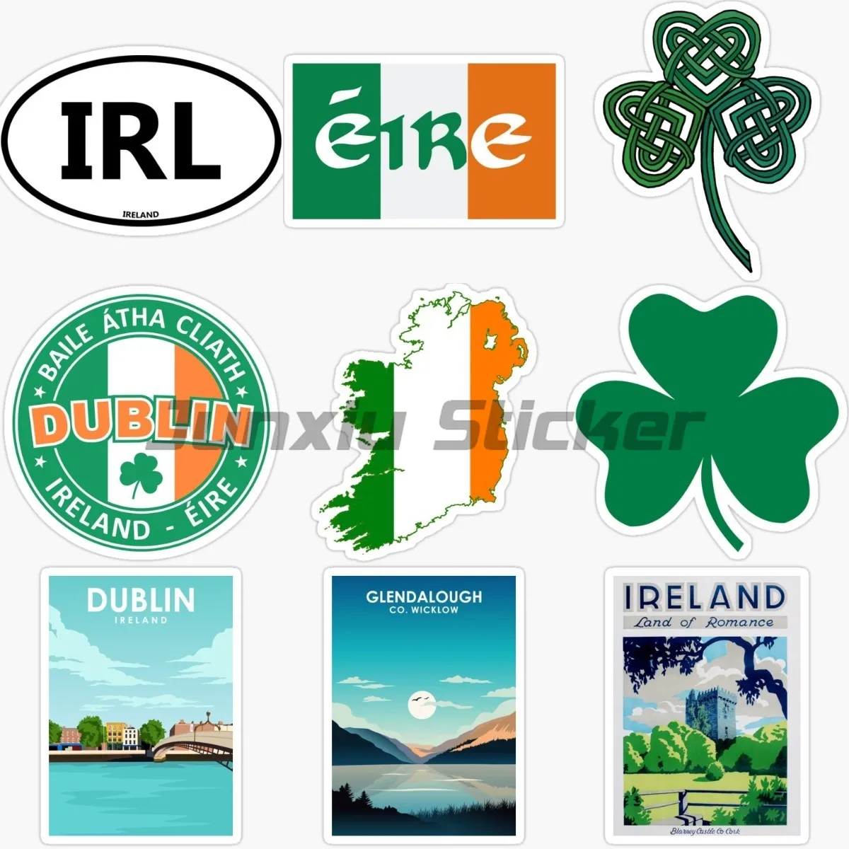 Ireland Irish Landscape Clover Luck Stickers Laptop Car Bumper Accessories Wall Room Window Helmet Racing Decoration PVC Decals