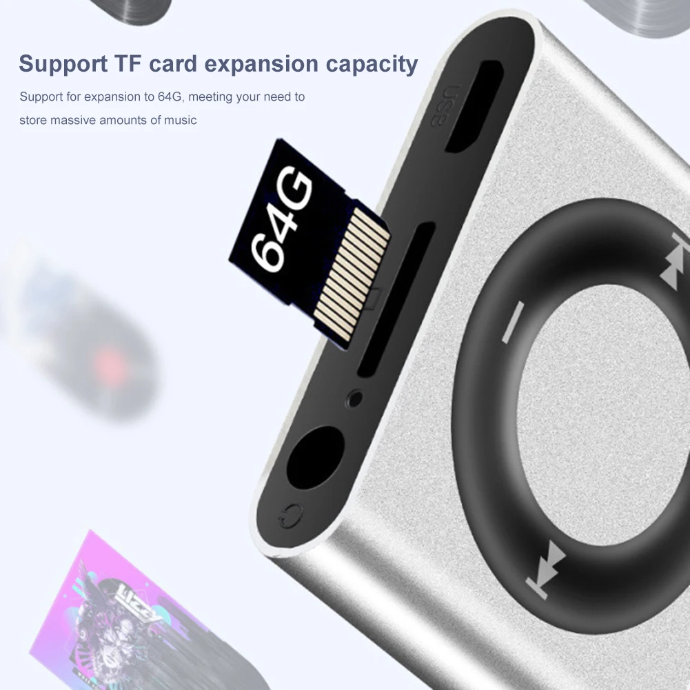 Mini reproductores de música MP3, Walkman portátil con Clip de expansión de 64G, altavoz incorporado, recargable de 180mAh con auriculares para niños y niñas