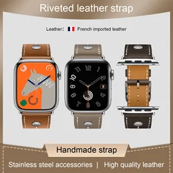 2024 New Quality Calfskin Leather Single Tour Band For Apple Watch 10 9 8 7 6 Se Iwatch Ultra 2 Strap Deployment Buckle Bracelet