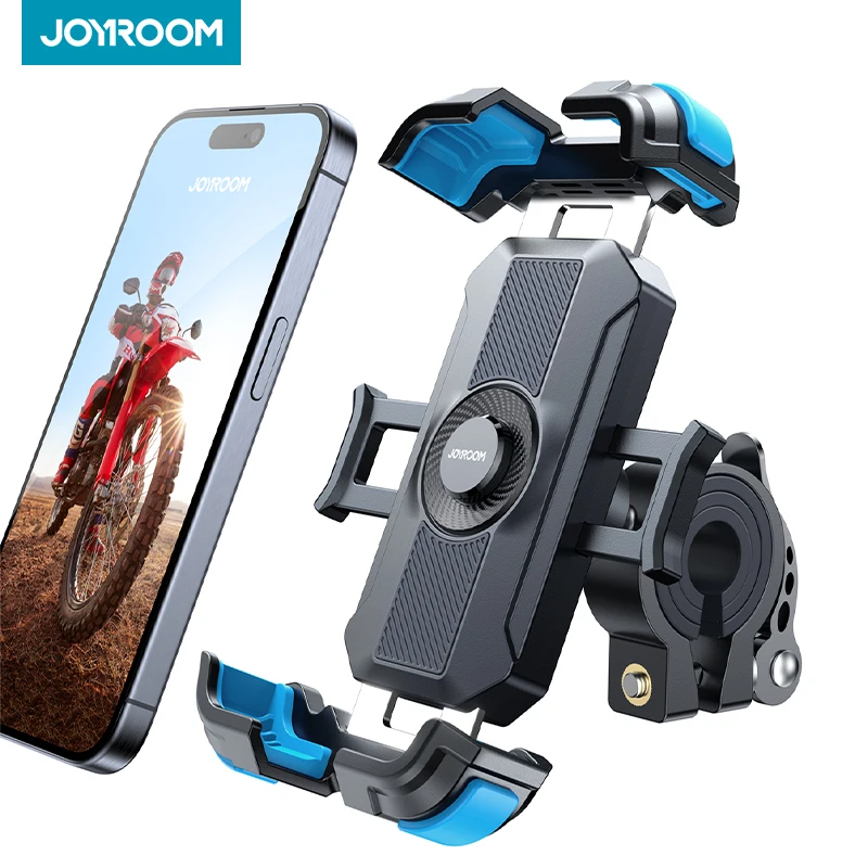 JOYROOM Motorcycle Phone Mount, 2024 Upgrade [Metal Tie Rod][1s Auto Lock] Bike Phone Holder Mount Handlebar Clamp - [No Shake]