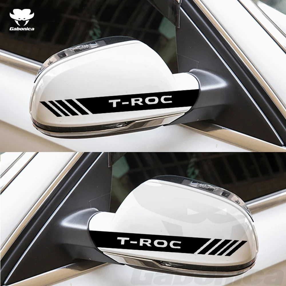 2pcs Car Rearview Mirror Decoration Stickers Reflective Decals For VW Volkswagen T-Roc TROC Car styling Accessories