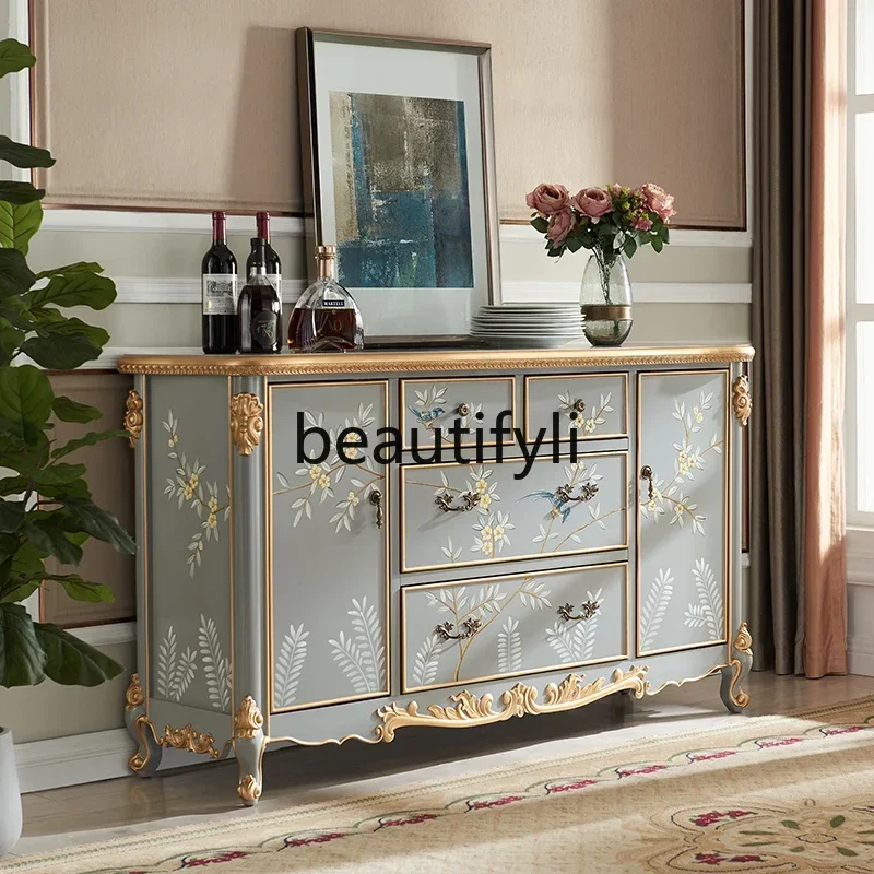 

European style, solid wood locker entry corridor, painted decorative cabinet living room multi-functional locker