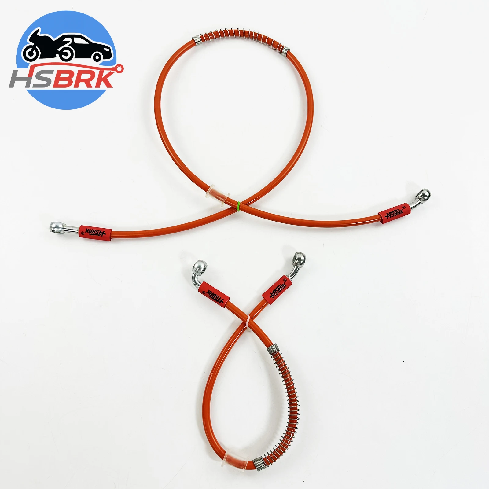 For Car And Motorcycle Modification Brake Hose 10-200CM Normal/Side M10 Joint Stainless Steel Braided Orange Nylon Brake Hose
