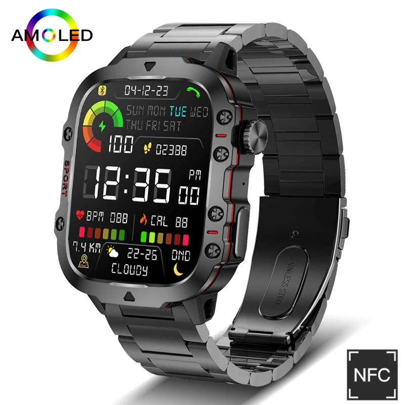 For Xiaomi Rugged Military GPS Smart Watch Men AMOLED HD Screen Heart Rate Bluetooth Call Waterproof Outdoor SmartWatch 2024 New