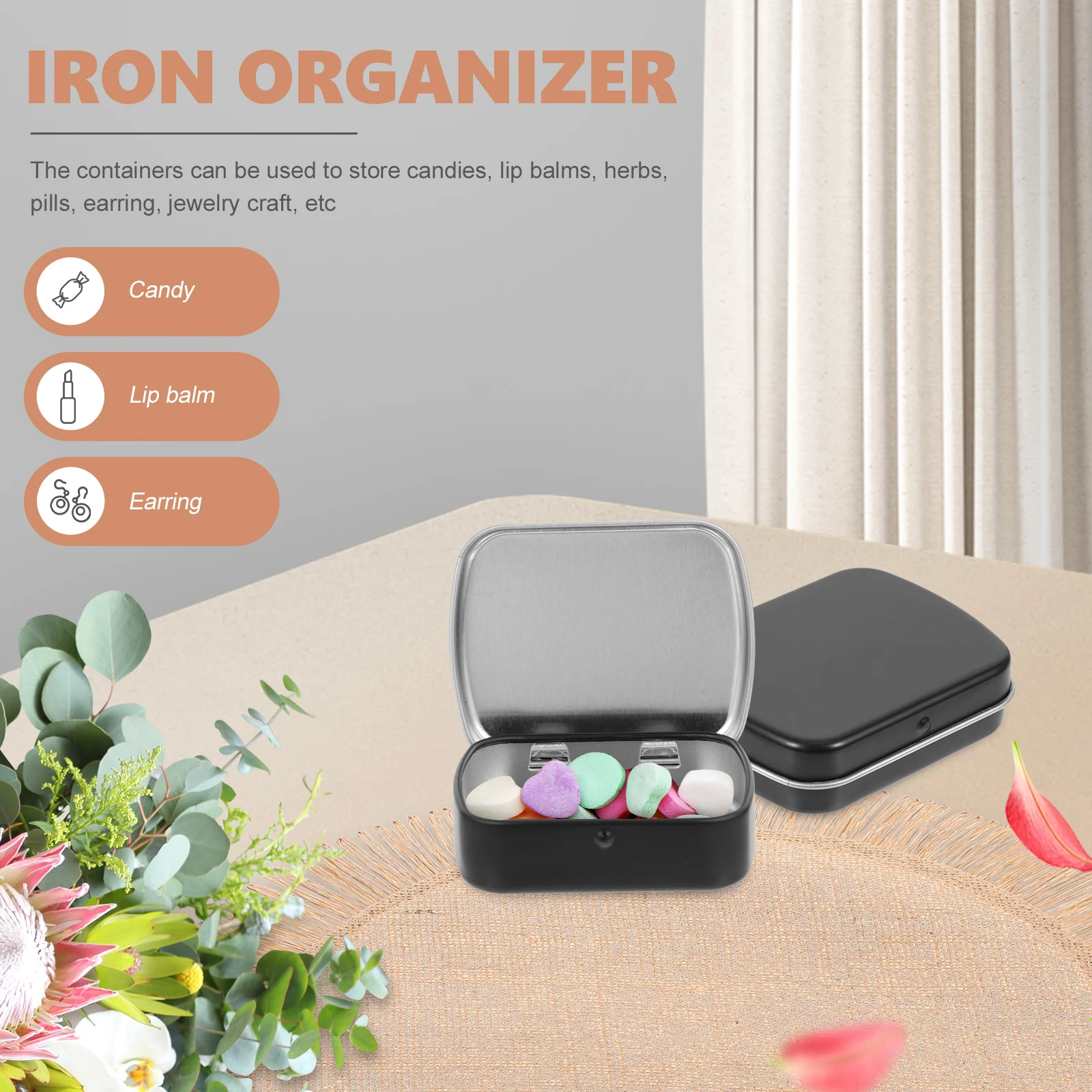 

10Pcs Empty Tin Box Candy Iron Storage Container Small Metal Organizer for Trinkets Crafts Sundries Portable Case