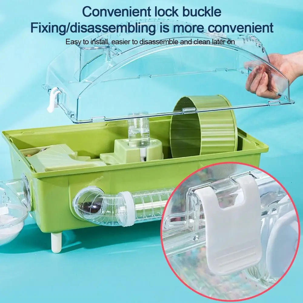 

Useful Large Hamster Cage Ventilation Transparent Gerbils Habitat House Easy Clean with Wheel Small Animal Cage Small Pets