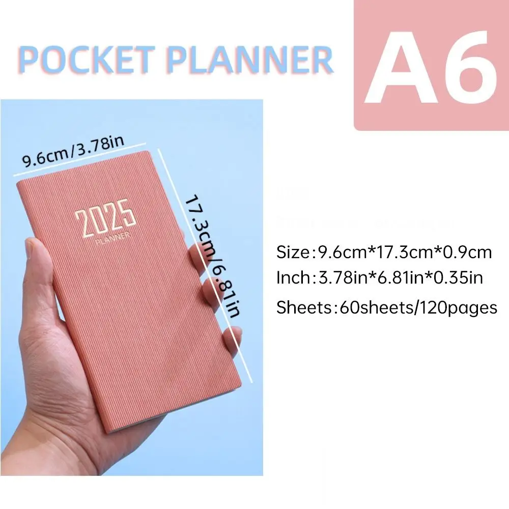 Engels 2025 A6 Pocket Planner Takenlijst 12 maanden Mini Pocket Notebook Notities maken Academische Wekelijkse Agenda 365 Dagen Kladblok