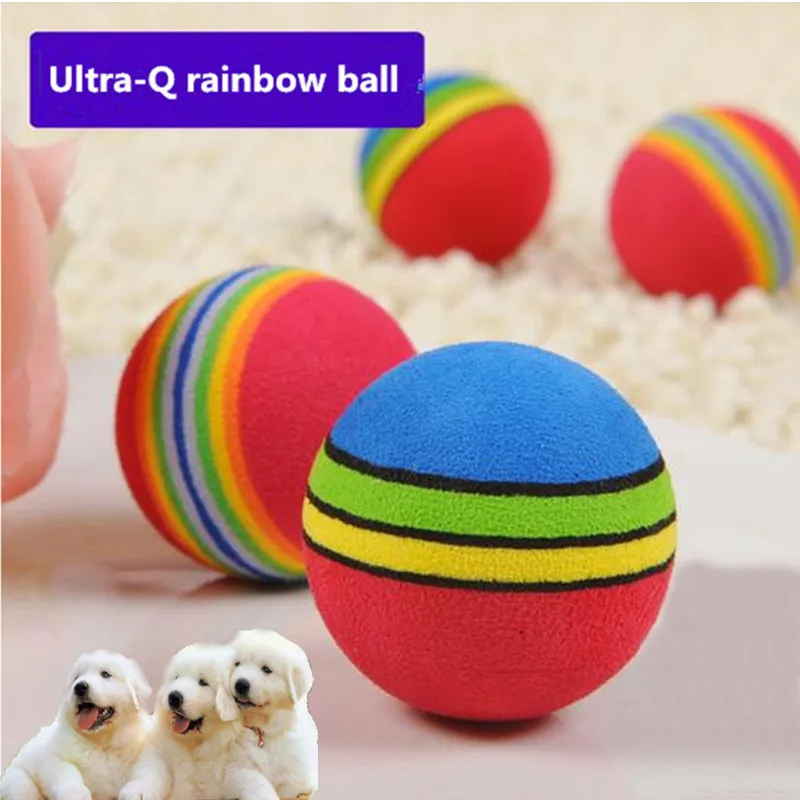 CW026 Rainbow Color Ball Pet Dog Cat Puppy Chew Toys Funny Durable Bite Balls Molar Tool Interactive Training