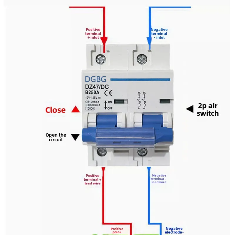 DC Circuit Breaker 1P 2P for Solar Cells RV Battery 12V-120V Various Sizes 100A-250A Empty Switch 12V 24V 36V 48V 60V 72V 96V 12