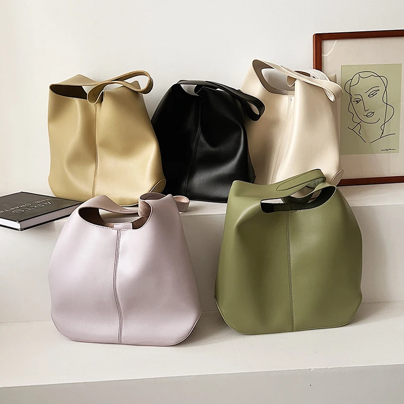 VeryMe-Bolso de hombro informal de gran capacidad para mujer, bolsa de viaje de Pu suave de Color sólido, de diseño Simple, a la moda