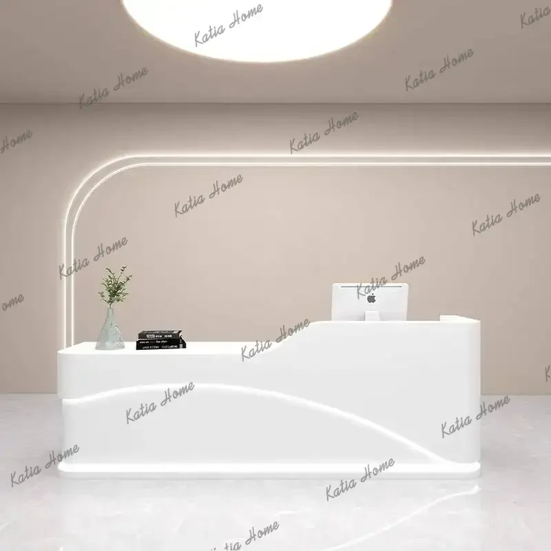 YJ Gym Dental Luxury Reception Desks Nails White Luxury Modern Reception Desks Cashier Classic Rezeption Theke Office Furniture