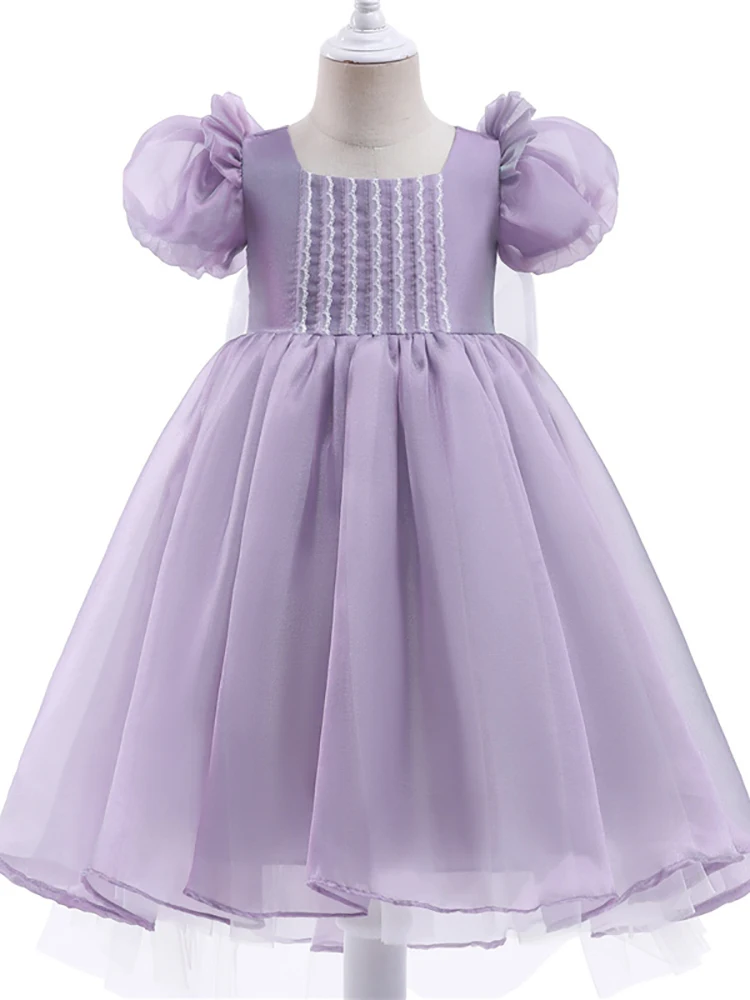 Elegant Wedding Party Dress for Child Christmas Gift Communion  Puff Sleeve Fluttering Princess Clothes 3-8Y