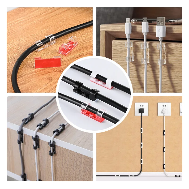 20pcs60pcs بالتنقيط من نوع الذاتي لاصق منظم للأسلاك مقاطع كابلات السحابات بين قوسين لأسلاك السيارات #4