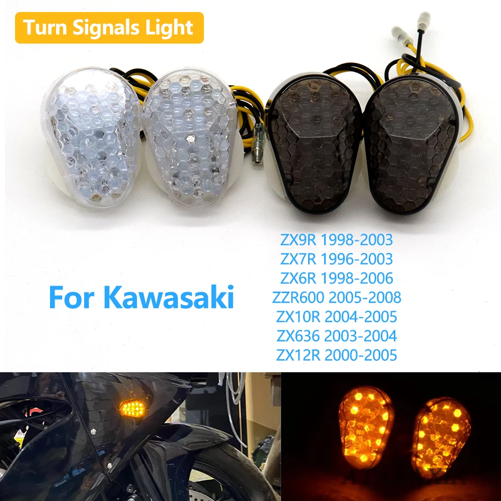 Luz intermitente de montaje empotrado, lámpara intermitente para Kawasaki ZX6R ZX7R ZX9R ZX10R ZX12R ZZR600 ZX636