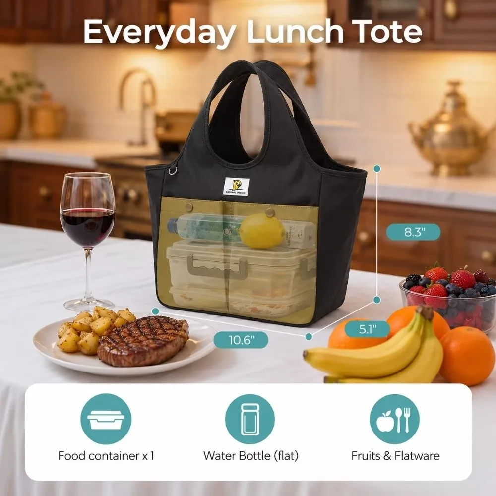 Waterproof Insulated Lunch Bag Multi Pockets Portable Handbag Storage Bag Durable Zipper Large Capacity Thermal Food Tote Bag