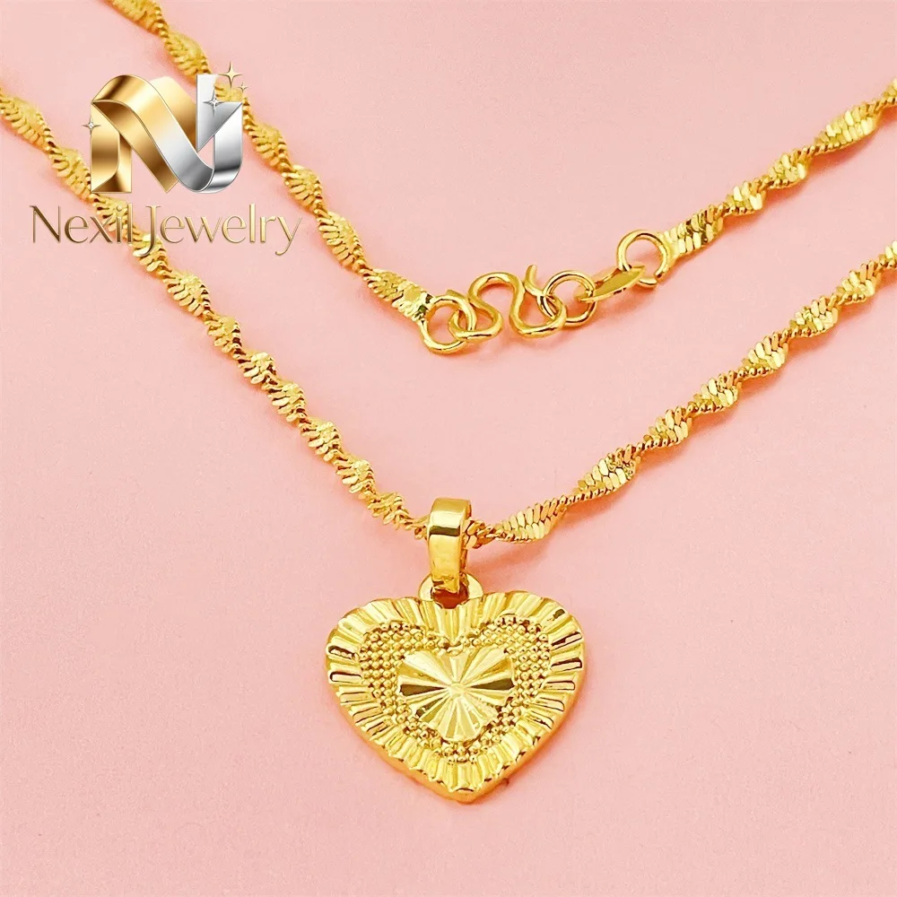 

Nexil Jewelry Nexil Jewelry Luxury 24K 9999 Pure Gold real gold Women Heart Brand Pendant Necklace Light Luxury Peach Heart P