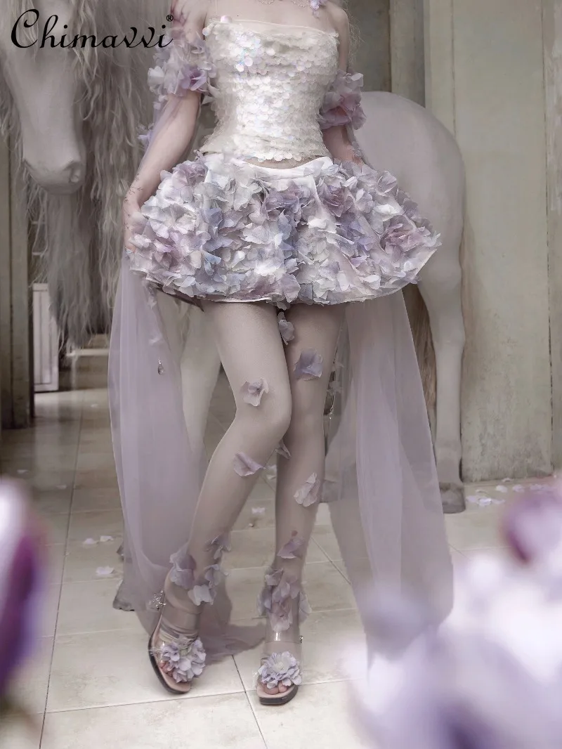 

Новая женская юбка в стиле Лолита с 3D цветочным узором и эластичным поясом, коллекция Весна-Лето 2026, для милых девушек, в стиле принцессы